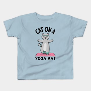 Cat on a Yoga Mat Kids T-Shirt